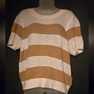 Maeve Short-Sleeve Open-Stitch Mesh Sweater from Anthropologie